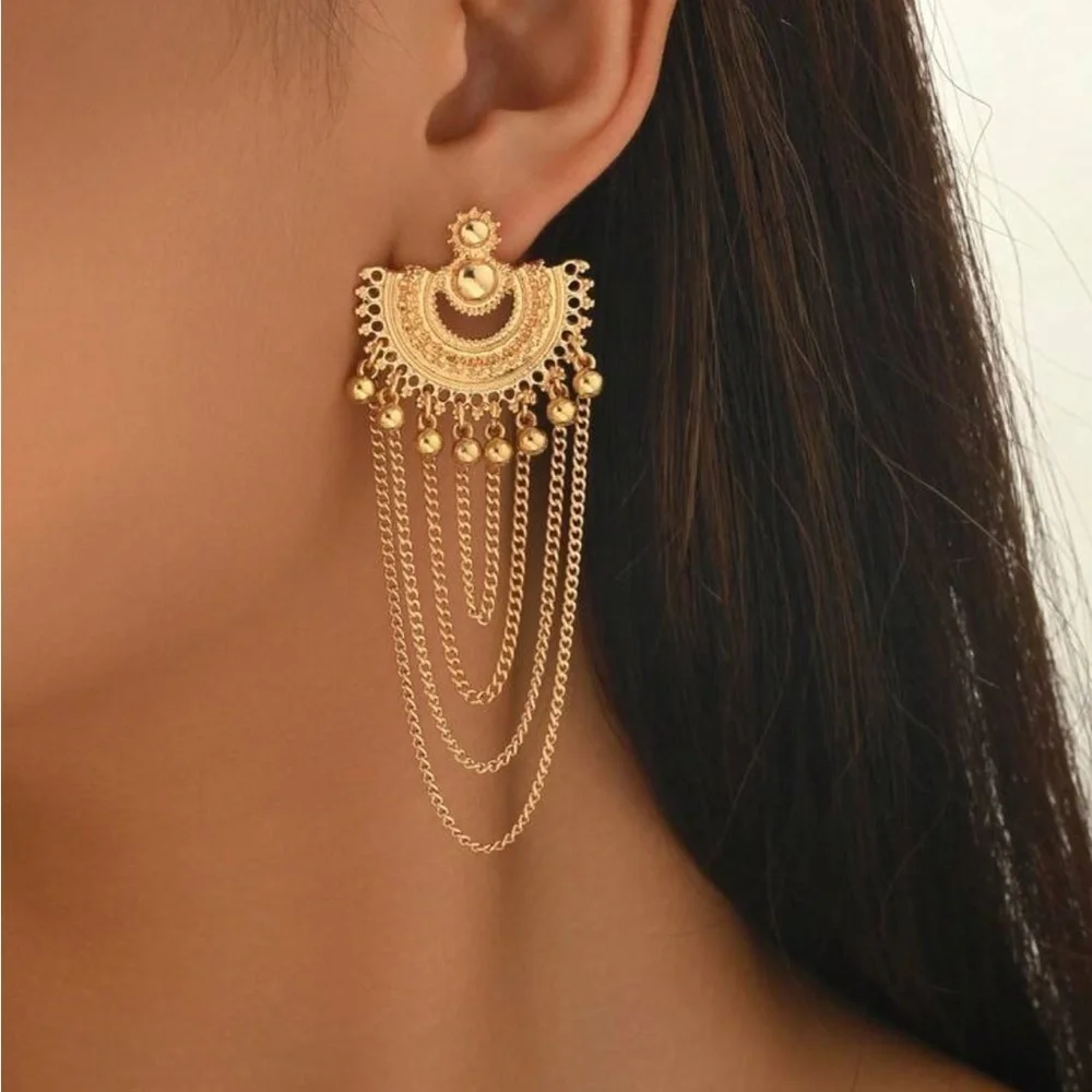 Aurora Cascade Gold Chain Fringe Earrings